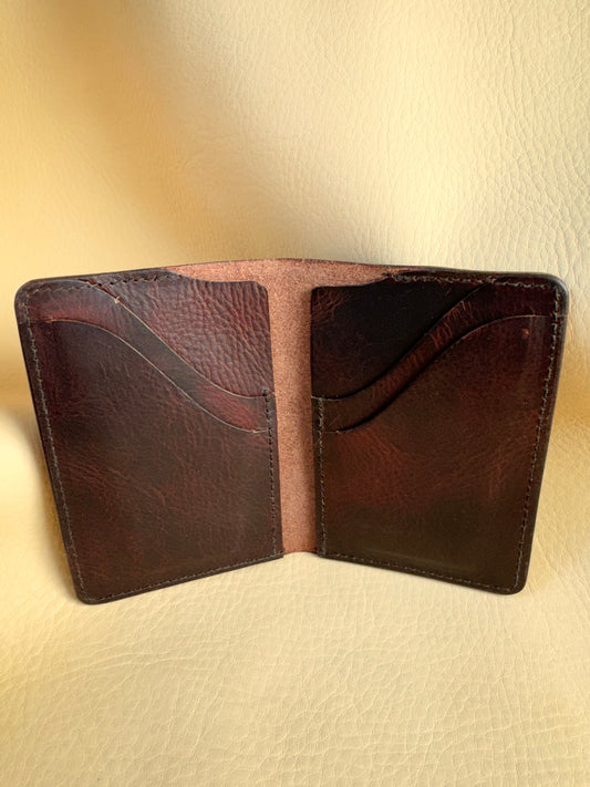 Minimalist Wallet With an Art Nouveau Flair in Badalassi Waxy Oiled Pull-Up Leather